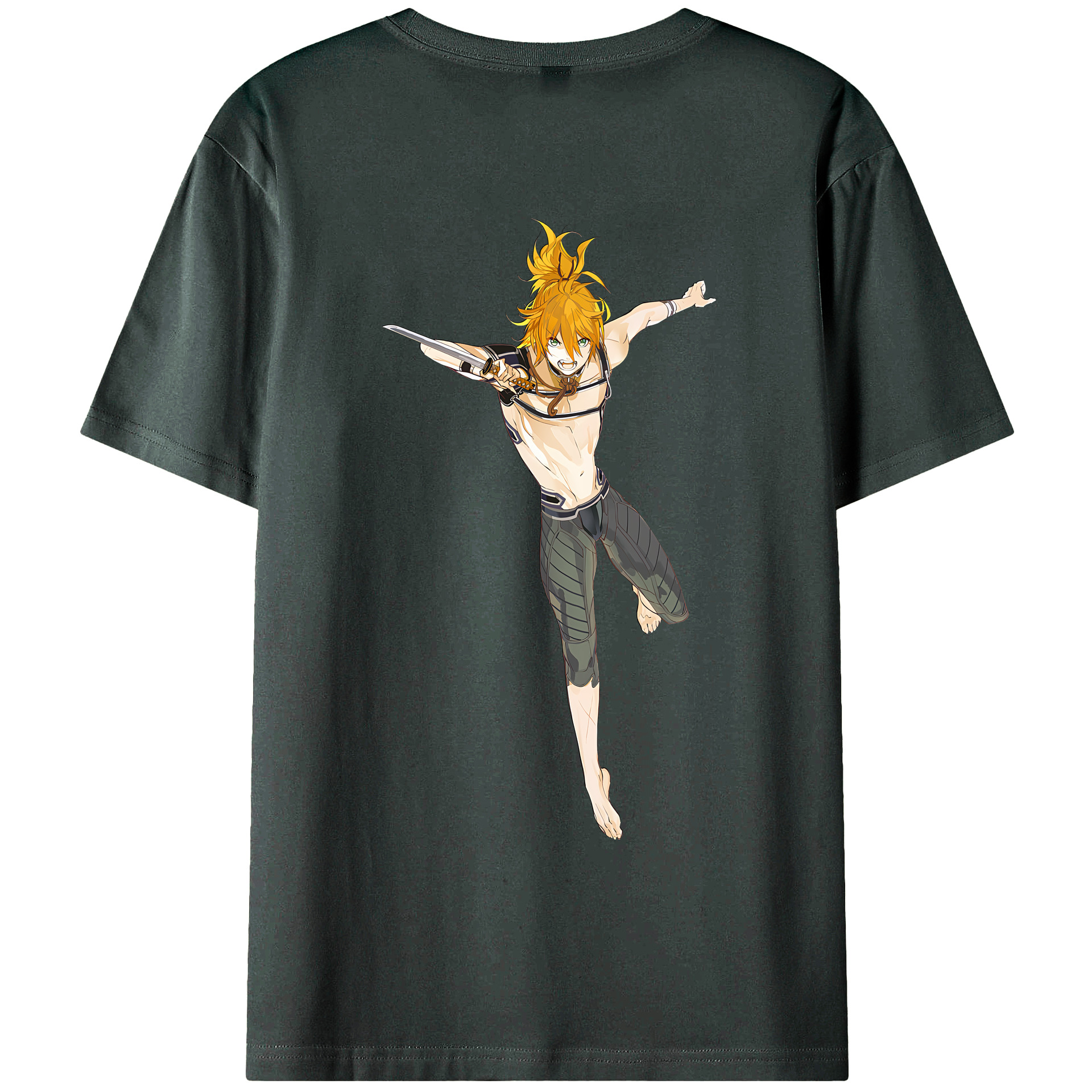 （画像用） 刀剣乱舞 Touken Ranbu 綿100％ メンズ半袖Tシャツ（バックプリント） 通気性